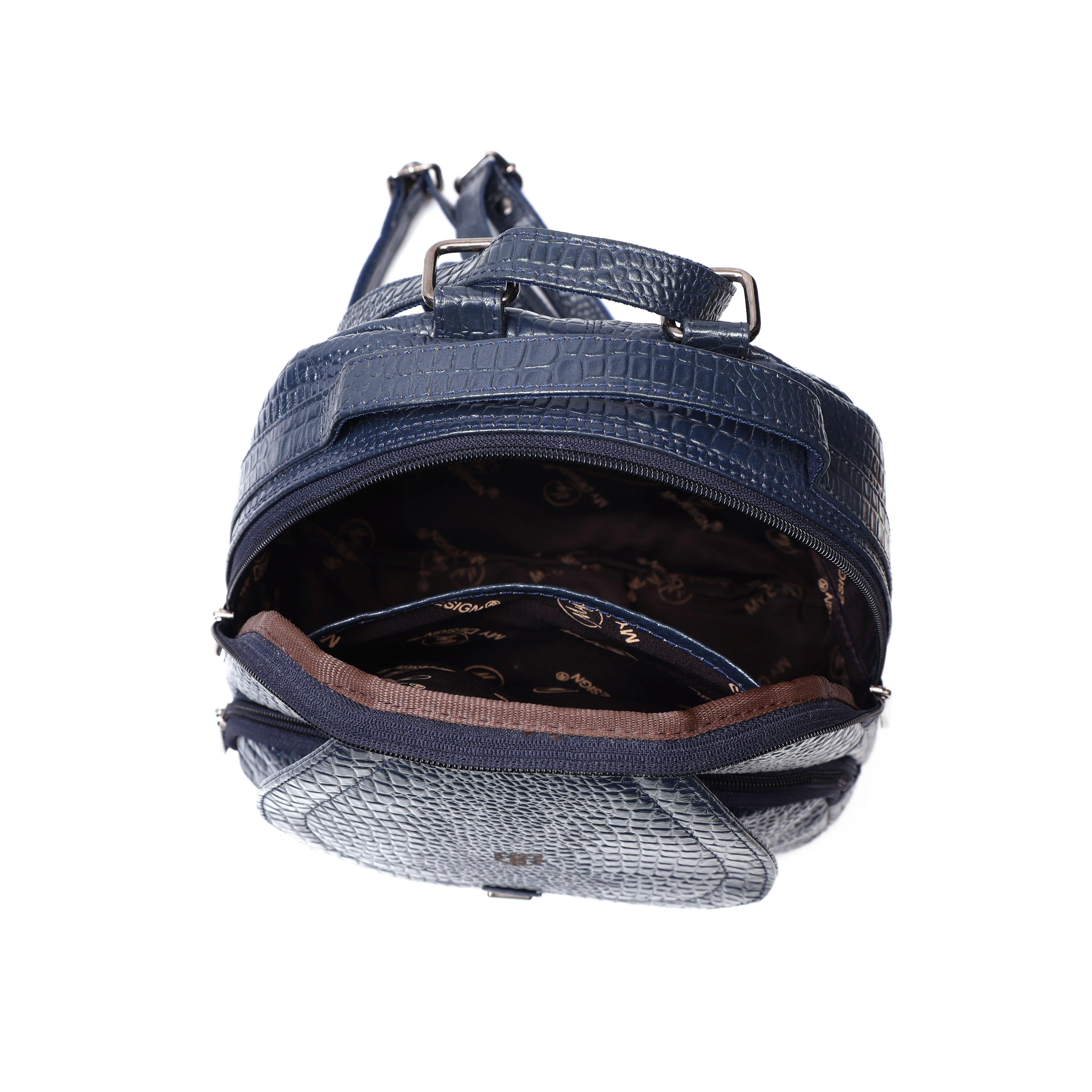 Blue Leather Backpack for Women