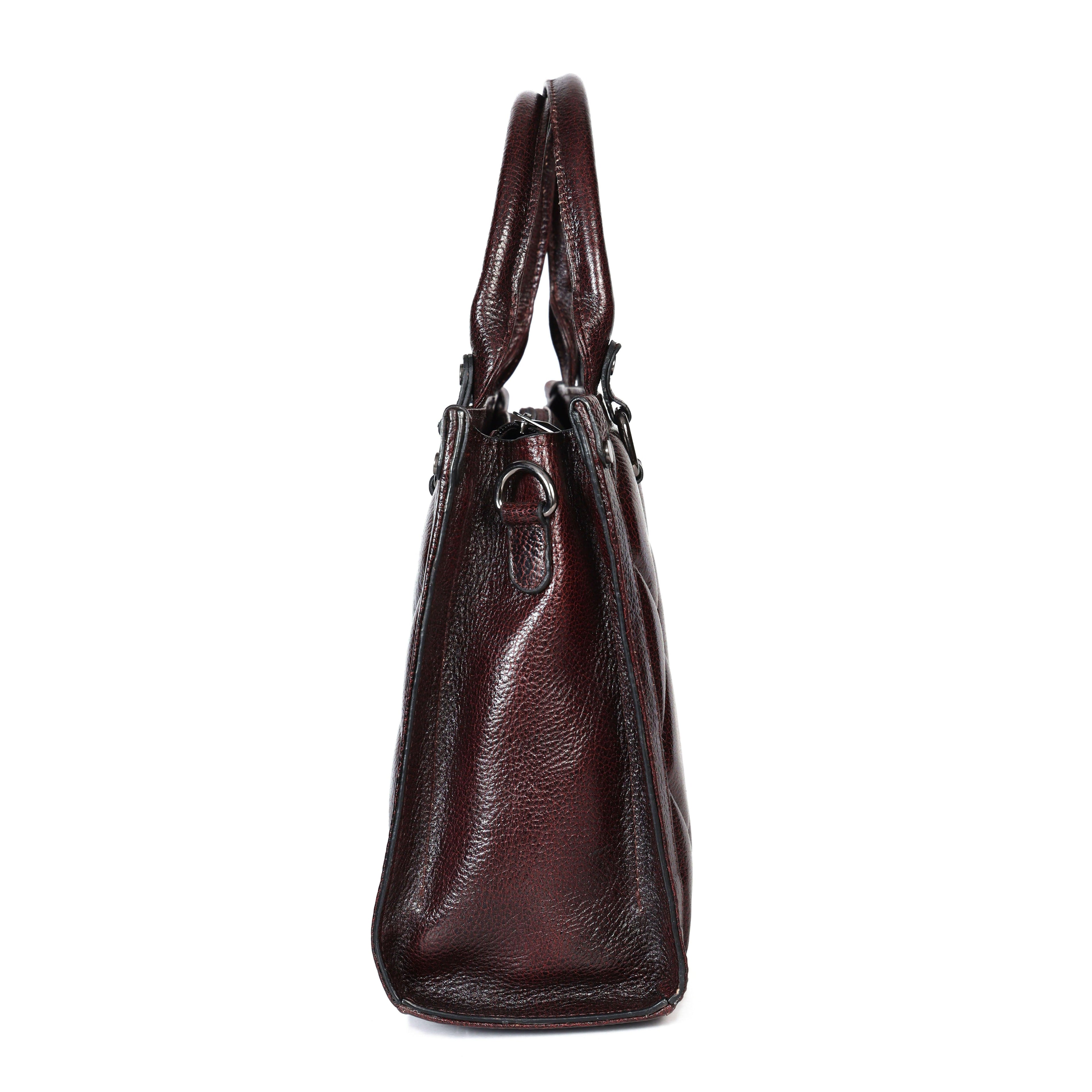 Spacious Cubic Leather Bag for Women