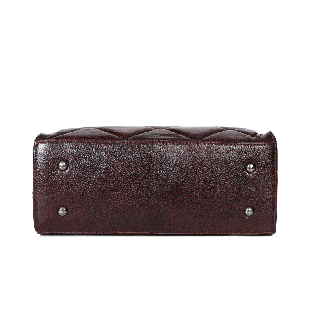 Spacious Cubic Leather Bag for Women