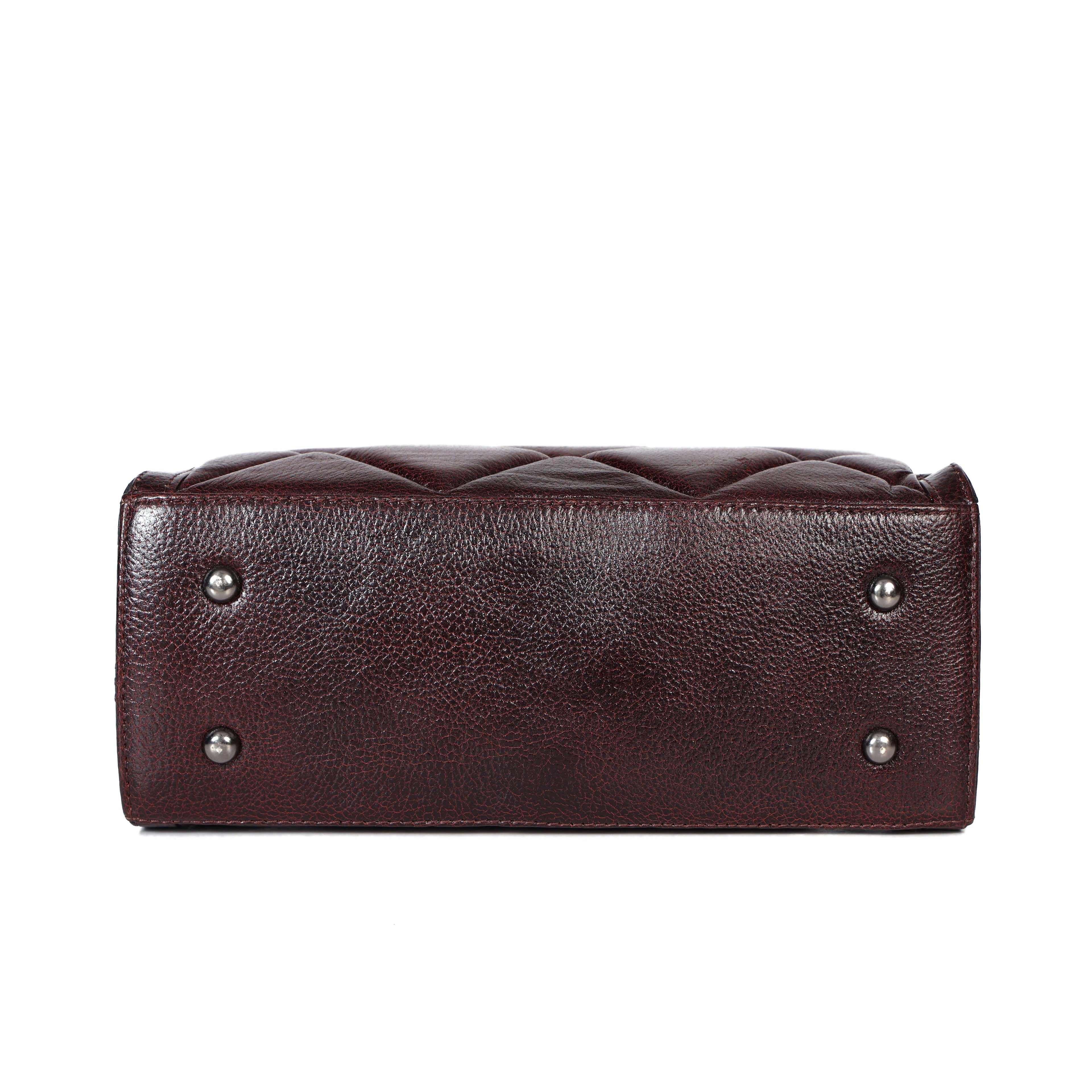 Spacious Cubic Leather Bag for Women