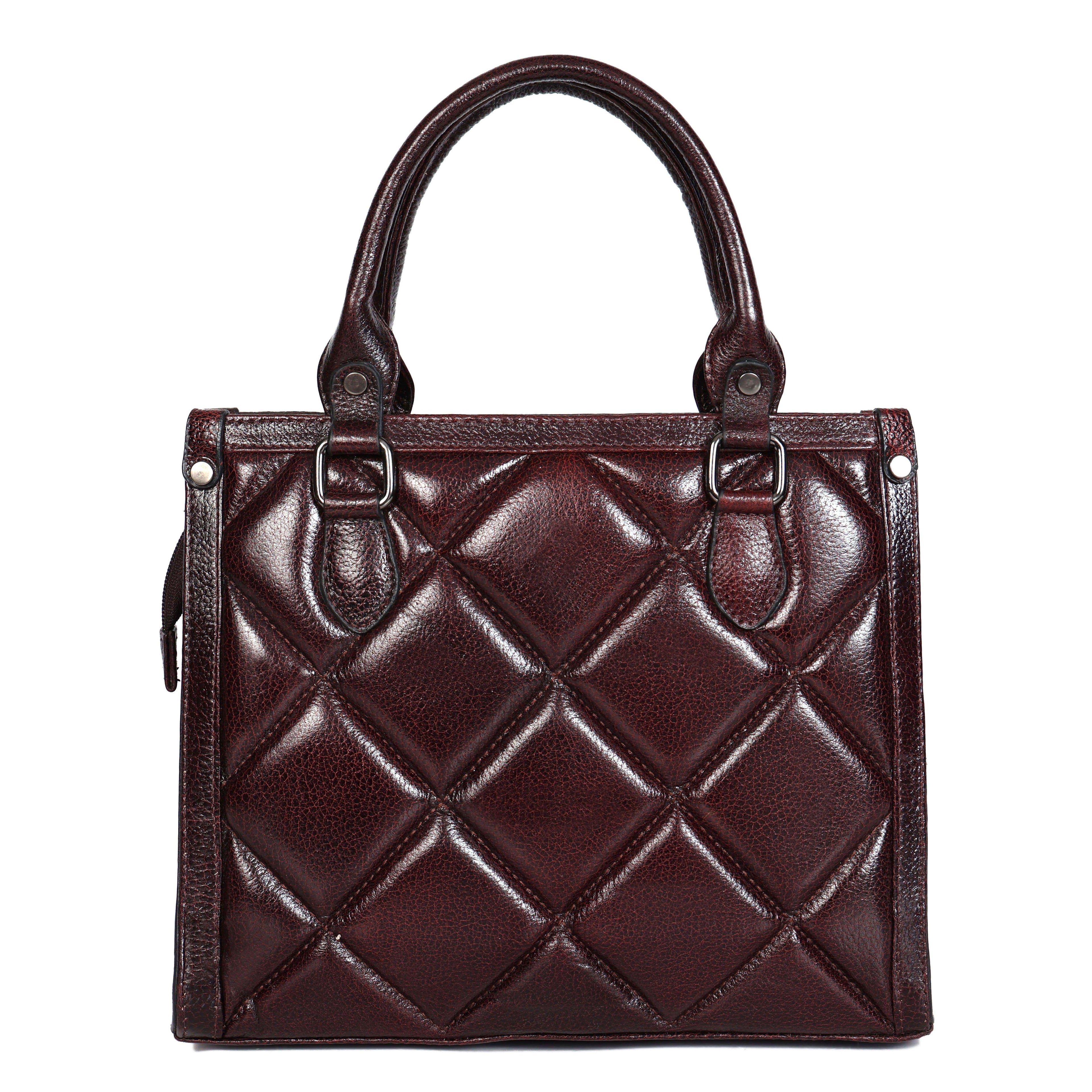 Spacious Cubic Leather Bag for Women