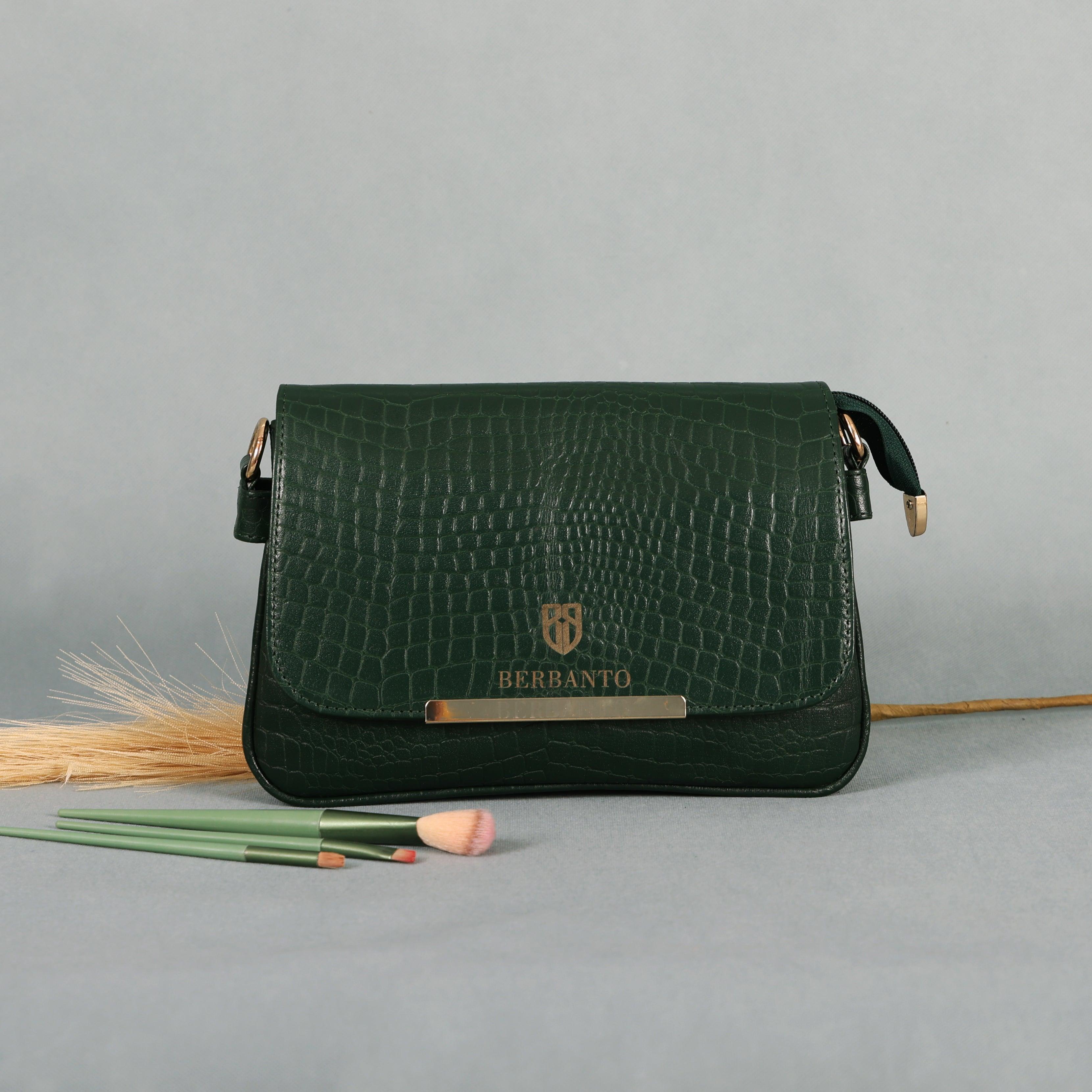 Green Luxury Leather Sling Bag for Women