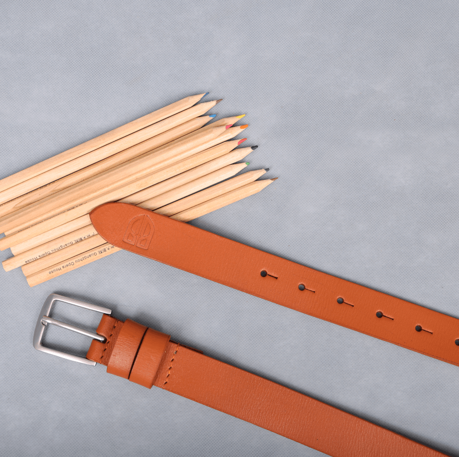 Tan Leather Belt for Women with Classic Silver Buckle