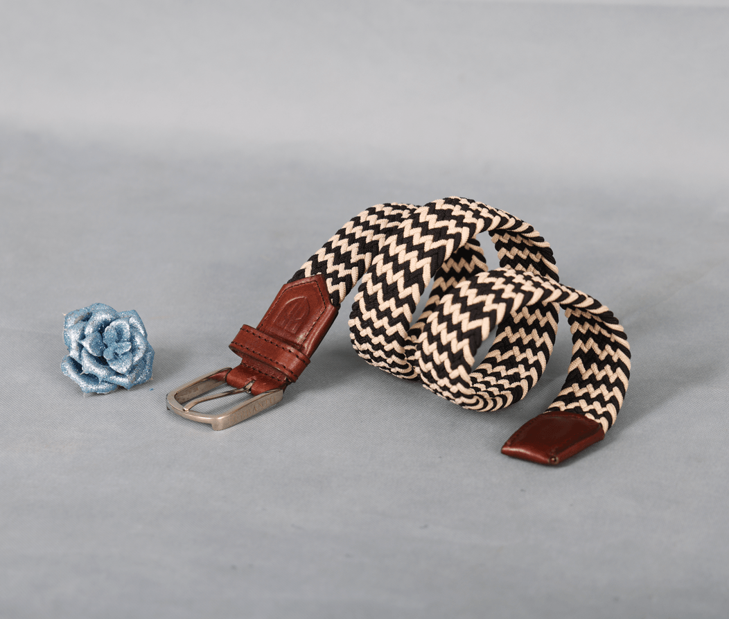 Unisex Black and White Braided Belt