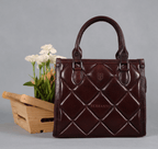 Spacious Cubic Leather Bag for Women