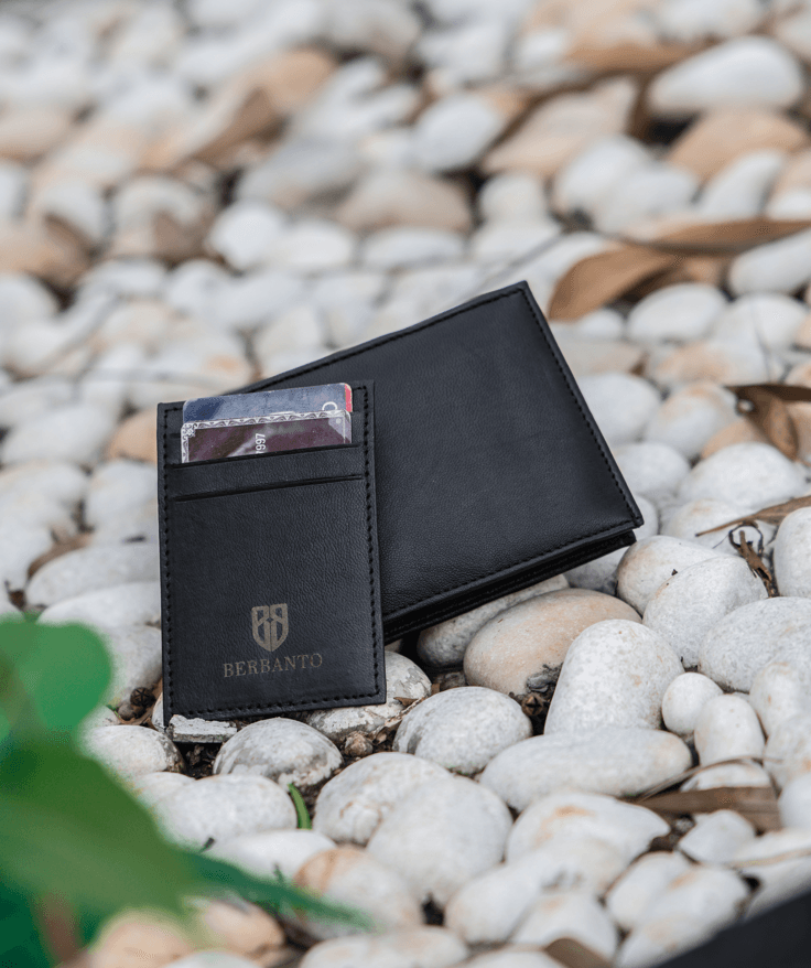 Black Leather Wallet with Removable Card Holder