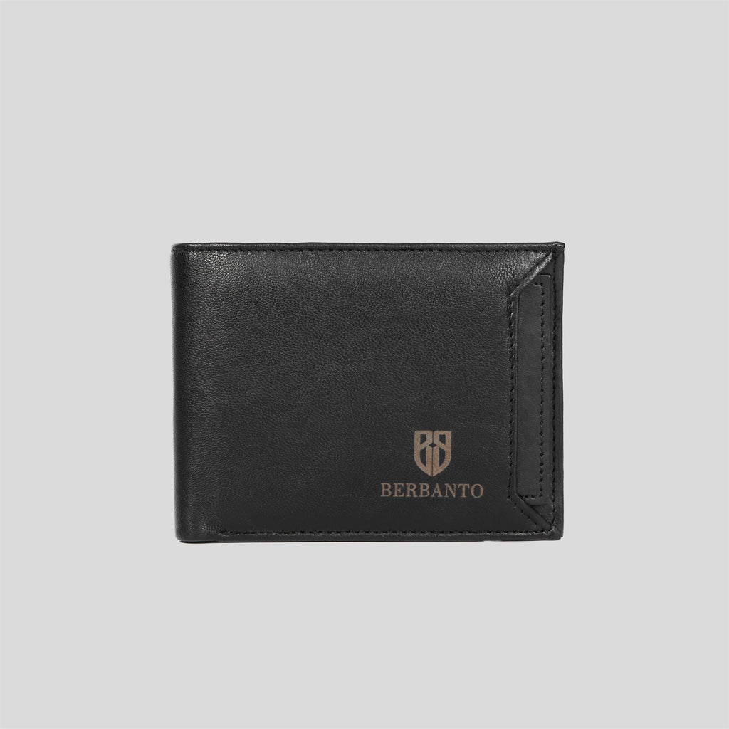 Black Leather Wallet with Removable Card Holder