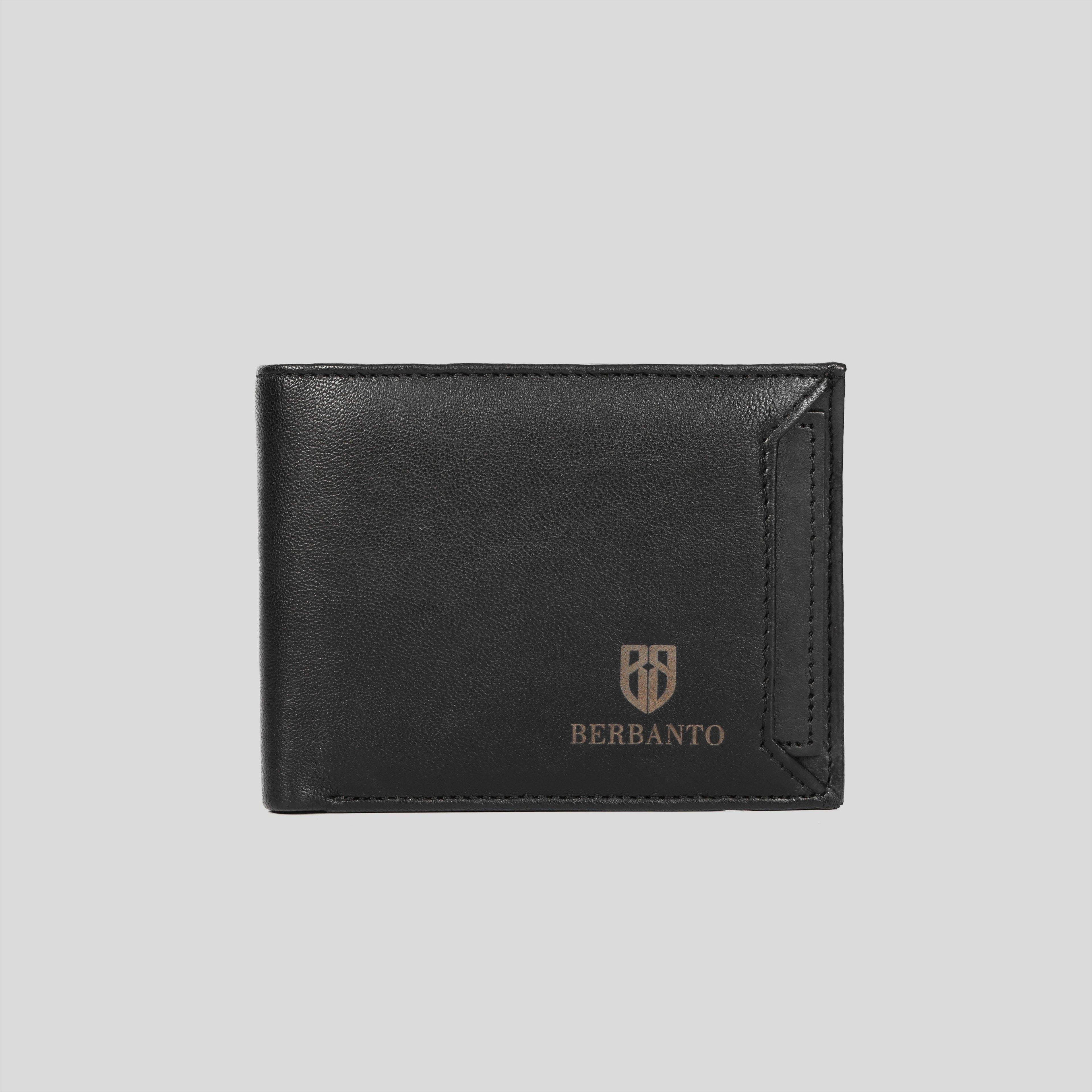 Black Leather Wallet with Removable Card Holder